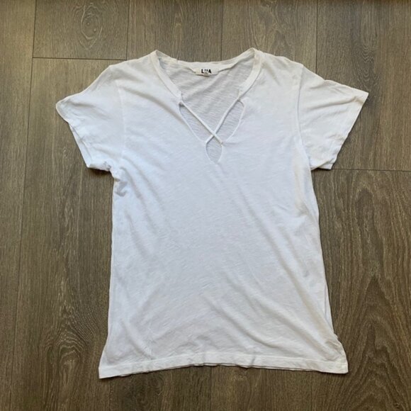Revolve LNA T-Shirt Short Sleeve Tee Cross Strap Burnout Cotton White Size XS - Picture 3 of 10